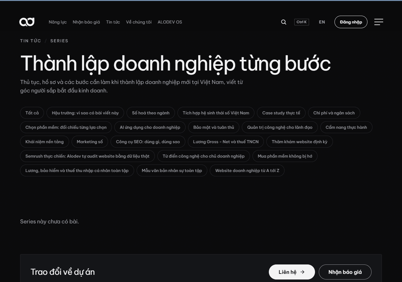 Trang chuyên mục Thành lập doanh nghiệp từng bước trên tin tức alodev.vn