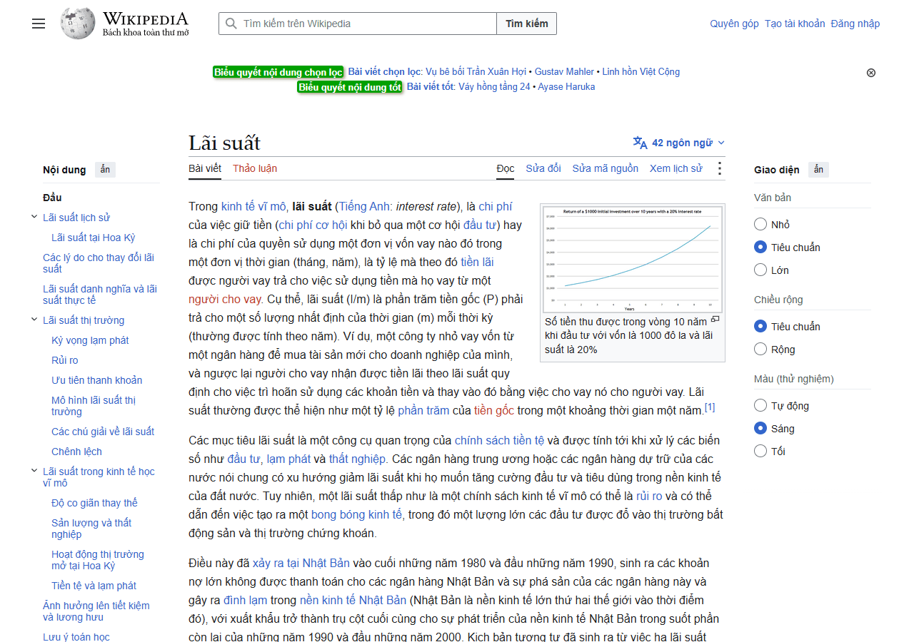 Trang Wikipedia tiếng Việt về lãi suất