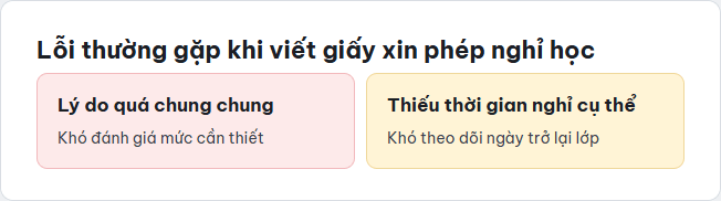 Ma trận các lỗi thường gặp khi viết giấy xin phép nghỉ học và cách khắc phục