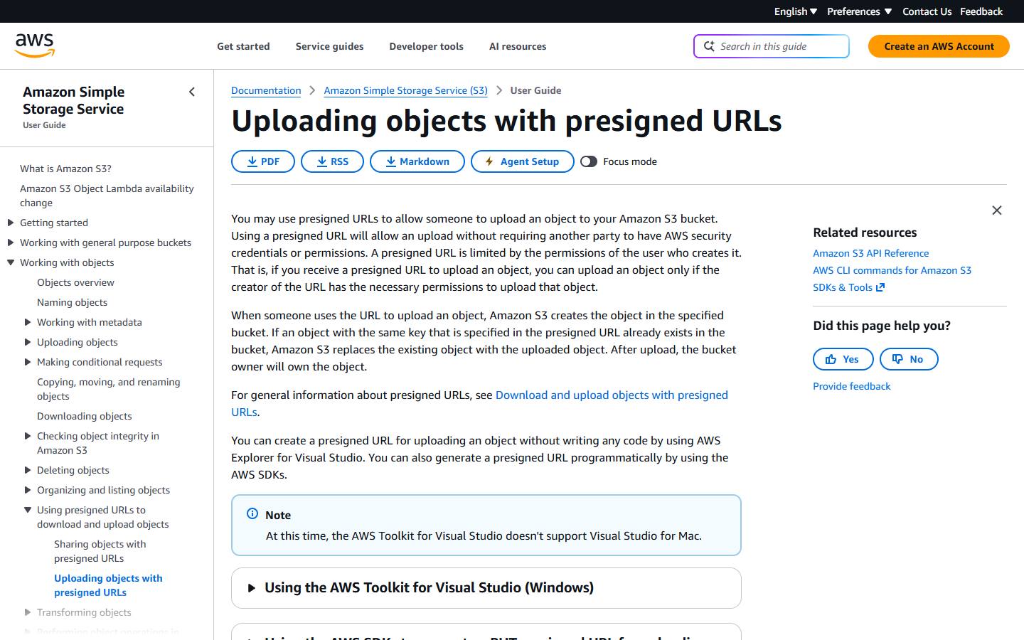 Tài liệu AWS về upload object lên S3 bằng presigned URL
