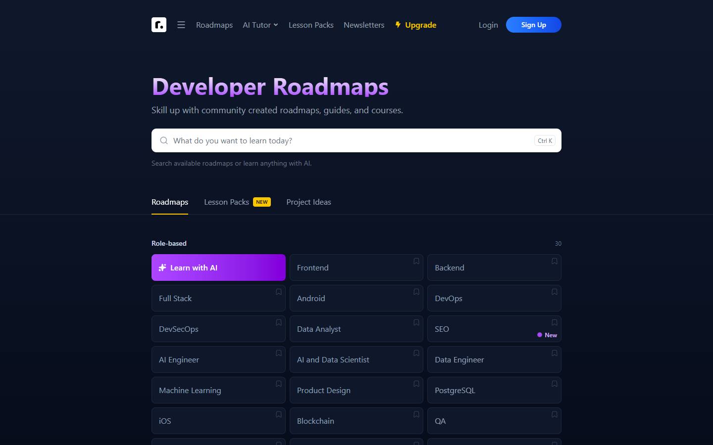 roadmap.sh, lộ trình kỹ năng theo vị trí lập trình