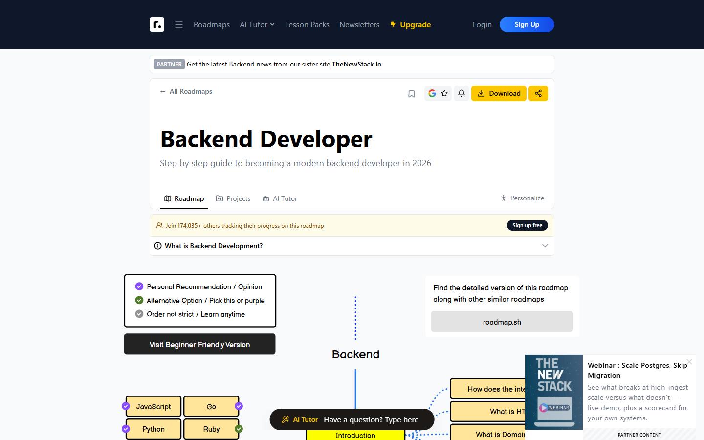 Lộ trình backend trên roadmap.sh